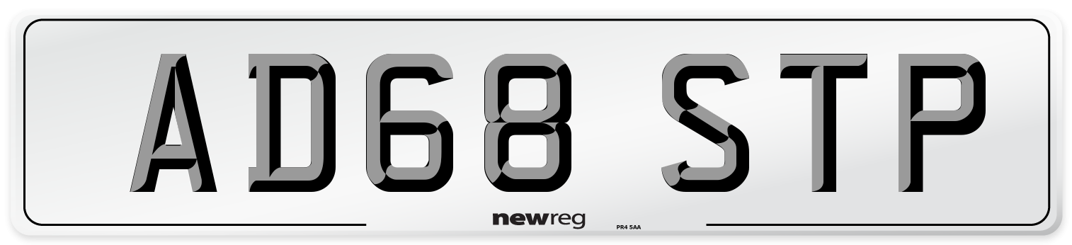 AD68 STP Number Plate from New Reg